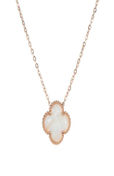 

wholale ladi clover shell pendant stainls steel 18k rose gold women necklace2311378, Silver