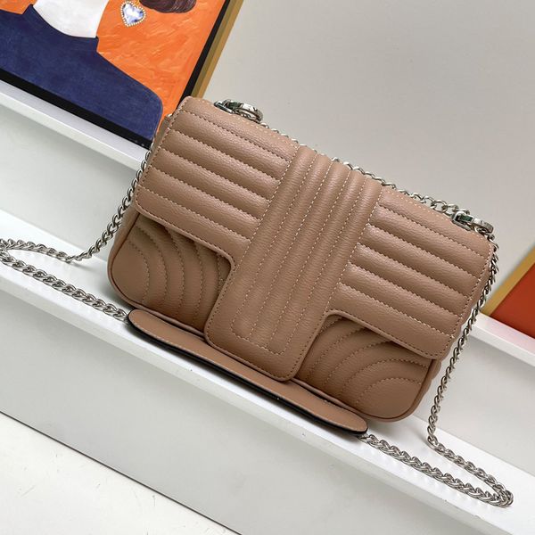 

women chain messenger bag flap shoulder bags plain handbag designer letter hardware cowhide leather thread decoration lady cross body purse