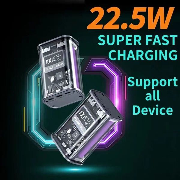 

cell phone power banks new 30000mah external battery usb type c qc pd fast charging poverbank mobile phone