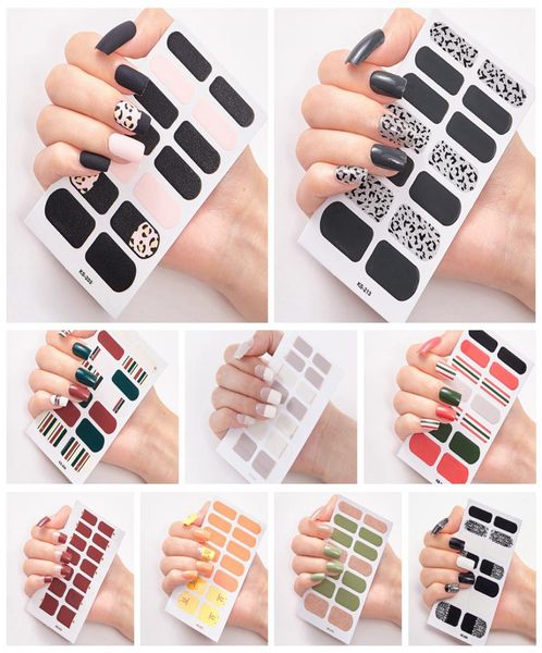 

full nail wraps art polish stickers leopard decal strips adhesive false nail design manicure set 3d shiny nail stickers rra35609969809, Black
