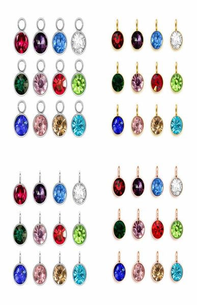 

stainless steel birthstone charms necklace pendant silver rose gold color hang charms pendant diy jewelry 9520436, Bronze;silver
