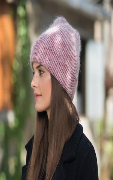 

beanie hat for women winter hat knitted rabbit fur skullies hats warm bonnet cap female girl6702784, Blue;gray