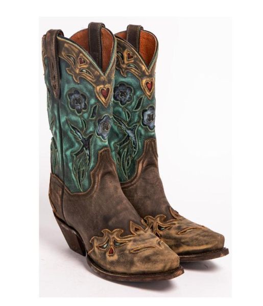 

boots women vintage blue bird snip toe western01234566117041, Black