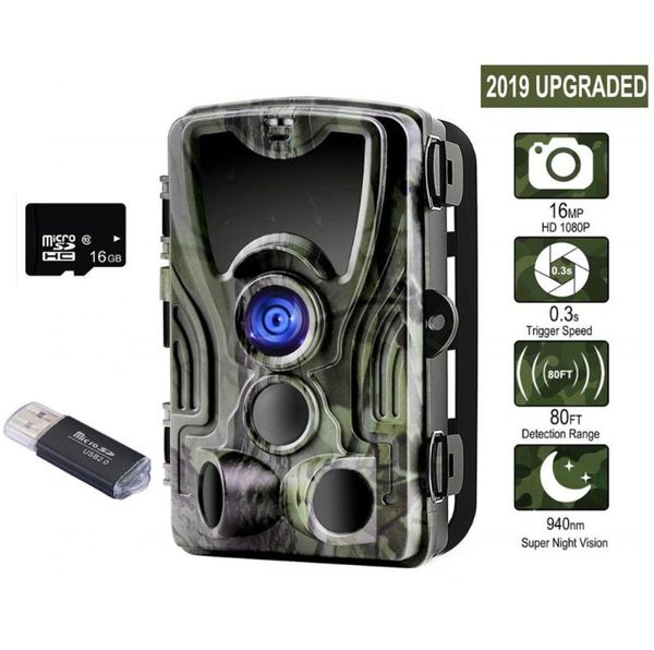 

24quot tft lcd wild trail camera hunting cameras hc801a 16mp 1080p night vision wildlife po traps cam 16gb micro sd card4263482