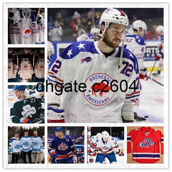 

cc2604 custom men rochester americans jersey 77 peterka 22 quinn 72 mcinnnis 81 murray 25 ruotsalaimen 26 jobst 7 prow 11 kevin porter 45 wa, Black