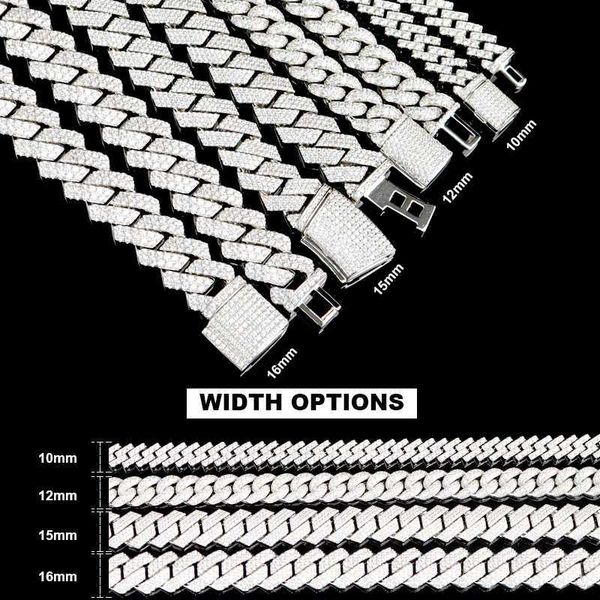 

fine jewelry necklaces 925 sterling silver diamond necklace 10mm-16mm man iced out chain moissanite cuban link
