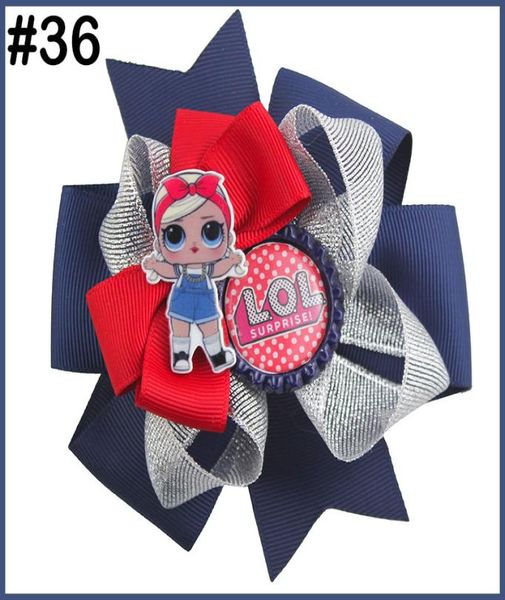 

12pcs doll hair bows with suprise bowsdolls clips girl hair bows for children girl hair accessories7770546, Slivery;white