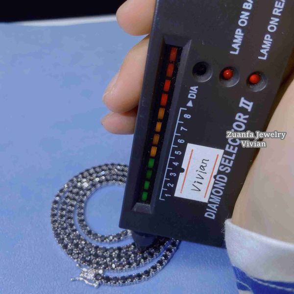 

rare fashion necklace sterling silver s925 rhodium plated black vvs moissanite tennis chain