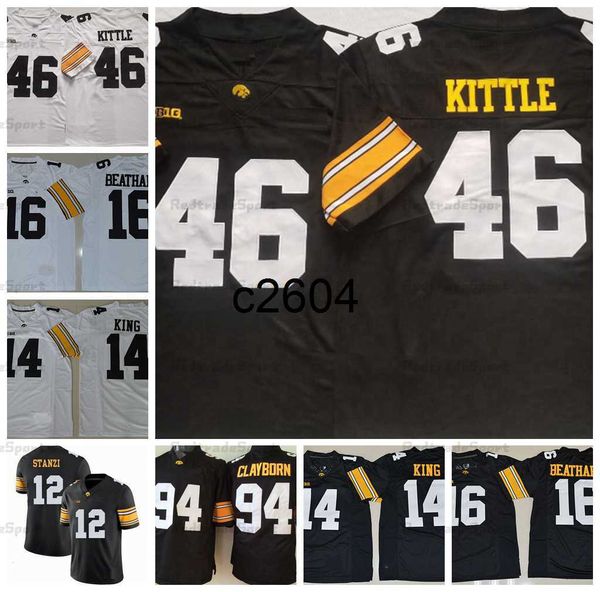 

c2604 ncaa iowa hawkeyes college football jerseys 46 george kittle 94 adrian clayborn 12 ricky stanzi 16 cj beathard 14 desmond king black w