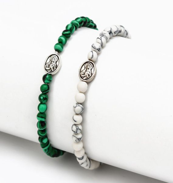 

religious jewelry simple virgin cross beaded elastic natural stone bracelet5298246, Golden;silver