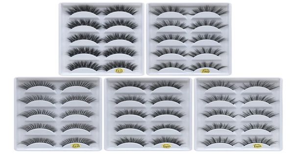 

3d mink eyelashes 5 pairs handmade nature long fake eye lashes makeup thick crisscross full strip lashes false eyelashes dhl1736060