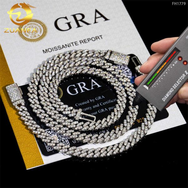 

2023 6mm 8mm 10mm pass diamond tester 925 sterling silver hip hop iced out vvs moissanite cuban link chain 14k gold