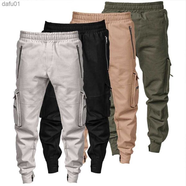 

men's pants spring autumn high street fashion cargo pants men hip hop harem pants men multi pockets jogger sweatpants male 2021 l230520, Black