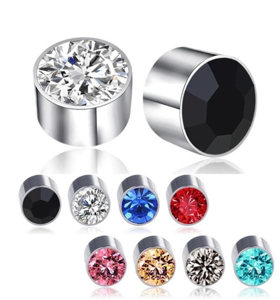 

pairs crystal magnetic clip nonpiercing earrings set rinestone titanium steel studs fashion jewelry x4ya stud2137307, Golden;silver