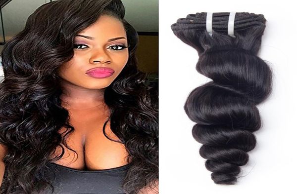 

human hair weave loose wave clip ins brazilian virgin hair extensions 10pcslot 100glot natural color loose wave hair2219903, Black;brown