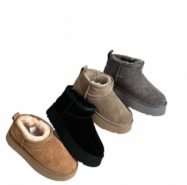 

boots ultra mini platform boot designer woman winter ankle australia snow thick bottom real leather warm fluffy booties with fur advanced de, Black