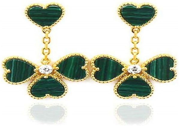 

fashion classic beautiful four leaf clover love dangle stud earrings with agate shell 18k gold s925 silver for van womengirls wed7879798