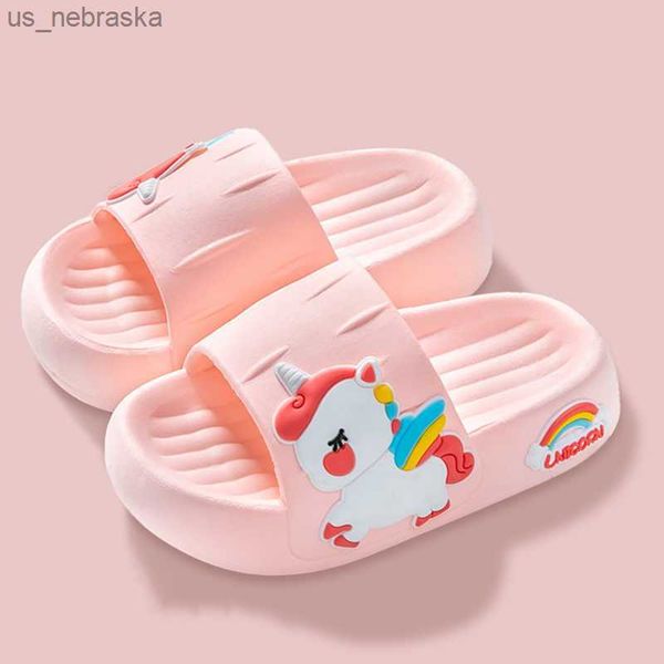 

sandals sandals summer kids home shoes flip flops baby girls slippers for children cartoon unicorn bathroom antislip thick sole slides 28 ye, Black;red