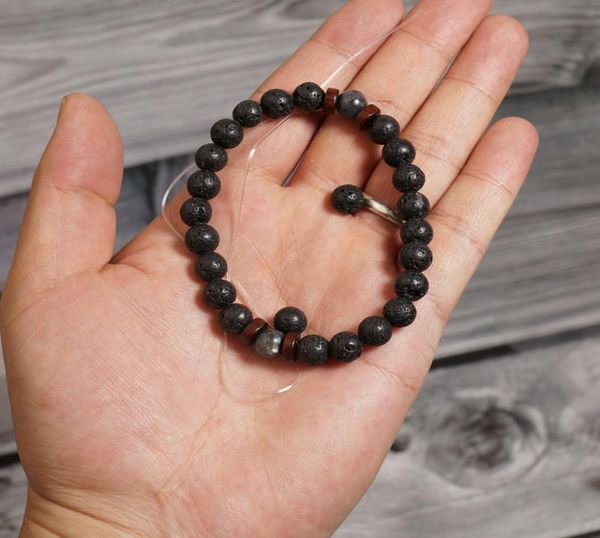 

whole mens bracetsegemstone buddha beaded jewelery012345378930, Black