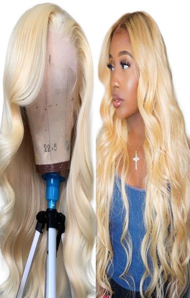 

brazilian body wave 613 lace front wig russian platinum honey blonde lace frontal remy human hair wigs 13x4 inch5147731, Black