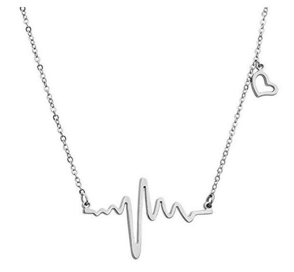 

womens necklaces heartbeat love cardiogram necklace jewelry for womenladies gold silver tone6140418, Golden;silver