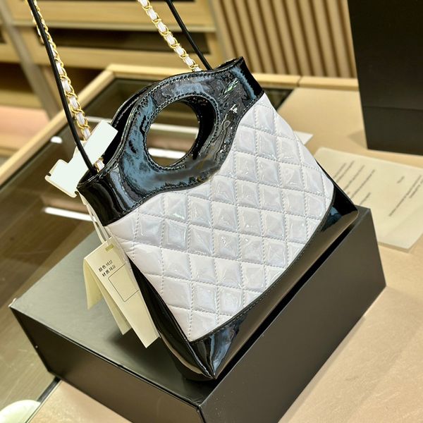 

womens designer patent leather 31 clutch shoulder bags classic mini handle totes gold metal hardware matelasse chain crossbody luxury handba
