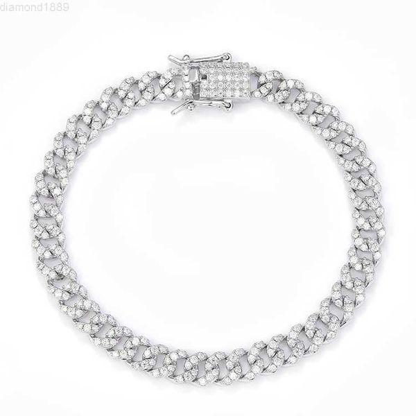 

hip hop wholesale single row 6mm 925 wide cuban link necklace with moissanite diamond cuban chain jewelry, Silver