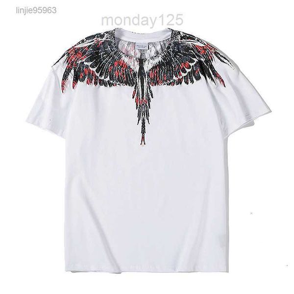 

tees t-shirt shirt t-shirts 20ss new safflower wing feather print short sleeve for men and women, White;black