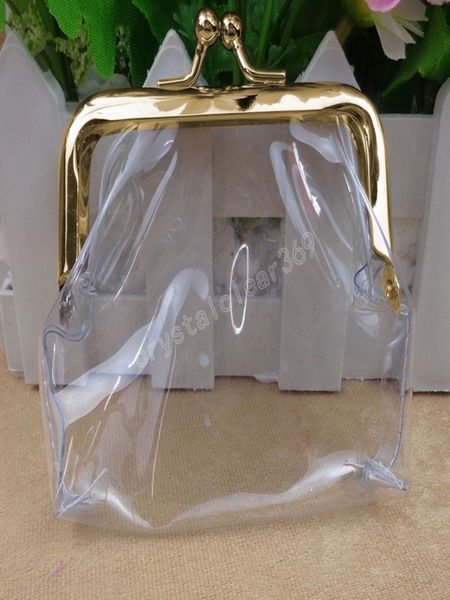 

transparent simple iron mouth clip pvc coin purse small storage bag lipstick coin container card bags5442333, White