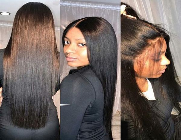 

100 brazilian virign remy human hair straight african american glueless full lace wig front lace wig1241843, Black