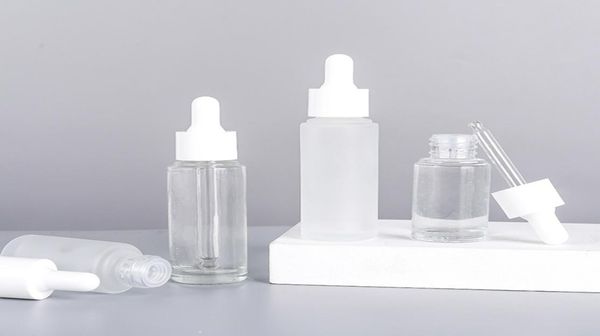

15ml 30ml frosted clear glass dropper bottle eye essential oil empty bottles with white cap6553328