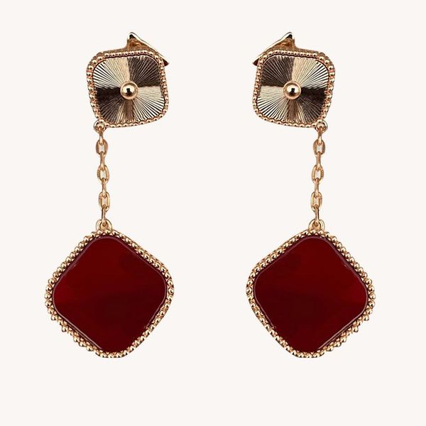 

novelty designer classic four-leaf clover trimming earrings 925 silver fashion classic earrings mother agate pearl carbon diamond earrings m