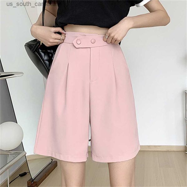 

plamtee stylish casual women shorts s-xl solid wide leg summer fashion streetwear new all match slim loose chic gentle ol l230522, White;black