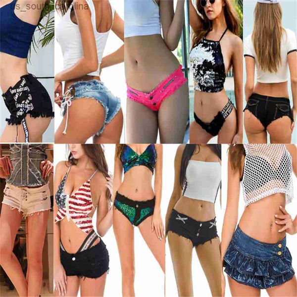

women denim jeans shorts girl high waist low waist beach shorts yf049-#808 l230522, White;black