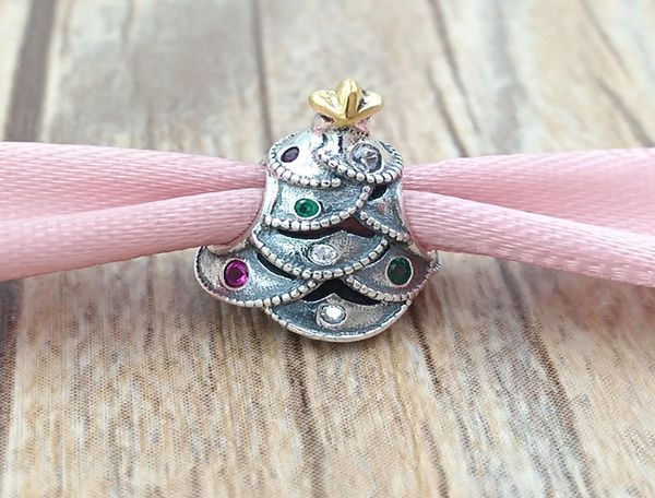 

andy jewel christmas gold plated 925 sterling silver beads festive tree charm fits european style jewelry bracelets & necklace 791999czrmx71, Black