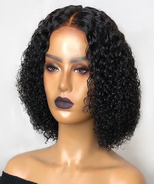

150 short curly bob 13x4 lace front human hair wigs for black women pre pluck natural color bleached knots remy wig4268832