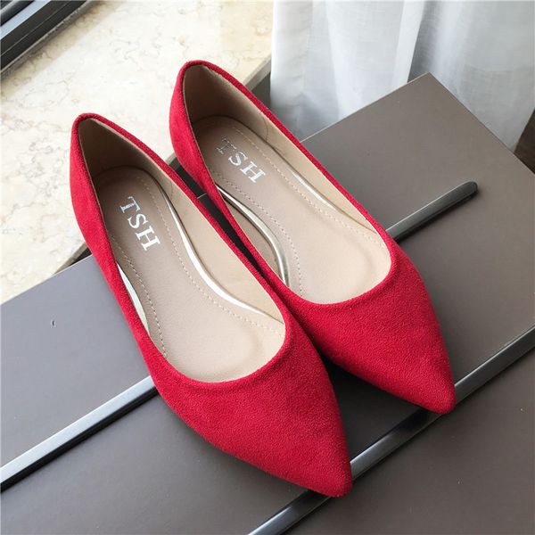 

women flats red pointed toe shallow mouth slip on moccasins comfortable casual flat heel shoes solid color army green gray 41 43, Black