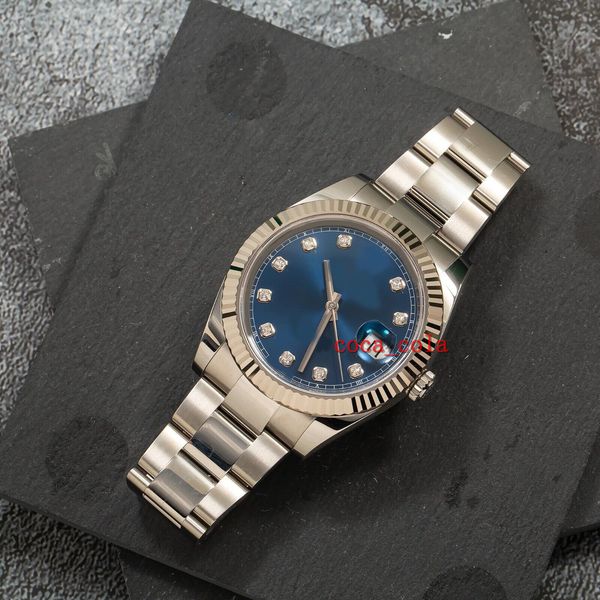 

new 126334 41mm blue diamond dial with watch movement 904l automatic mens bracelet waterproof men's watches, Slivery;golden