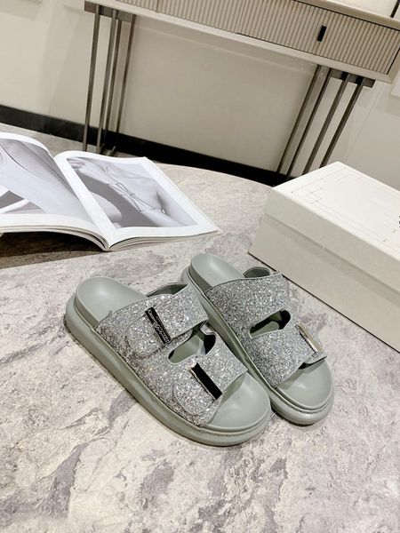 

dad sandals designer women sandals real calf leather womens slides with box and dust bag jelly quilted platform summer grandad luxury sandal, Black