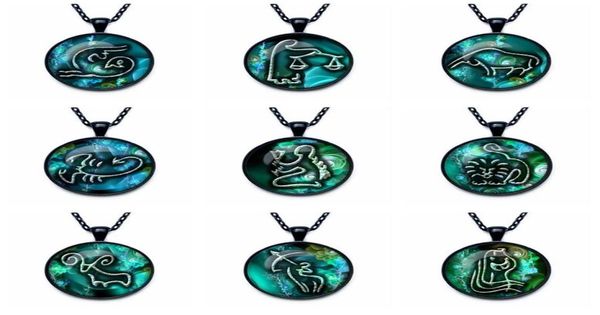 

brand new selling zodiac time gemstone glass necklace pendant n524 with chain mix order 20 pieces a lot9818417, Silver