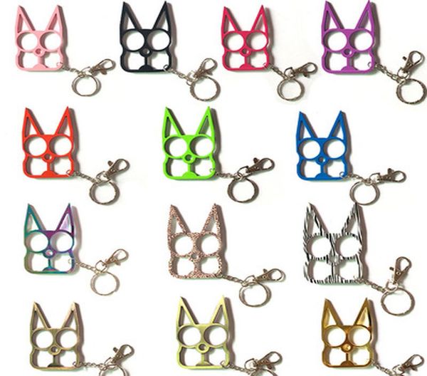 

genuine 2021 bulk 5282cm cute cat keychain rabbit ears selfdefense tool two finger clasp with key chain selfdefense supplies 8337888, Silver