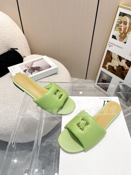 

beach slippers designer fashion summer cartoon slipper 100% leather slides woman shoes lazy sandals letters flat shoe size 35-42, Black