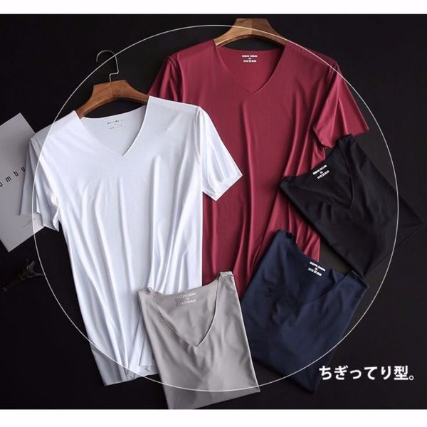 

summer men' ice silk t-shirts solid male transparent quick-dry bodybuilding v-neck short sleeves thin t shirt, White;black