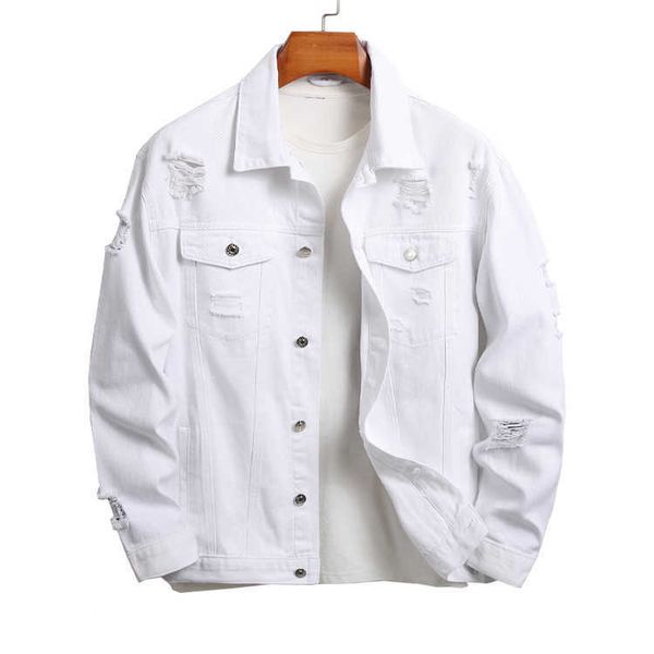 

autumn wholesale outerwear white japanese premium ripped denim jean white jean jacket for men gzs, Black;brown