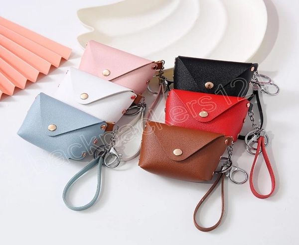 

women pu leather coin wallet key chain fashion small purse solid color clutch money bag short change pouch purse7733819, Red;black