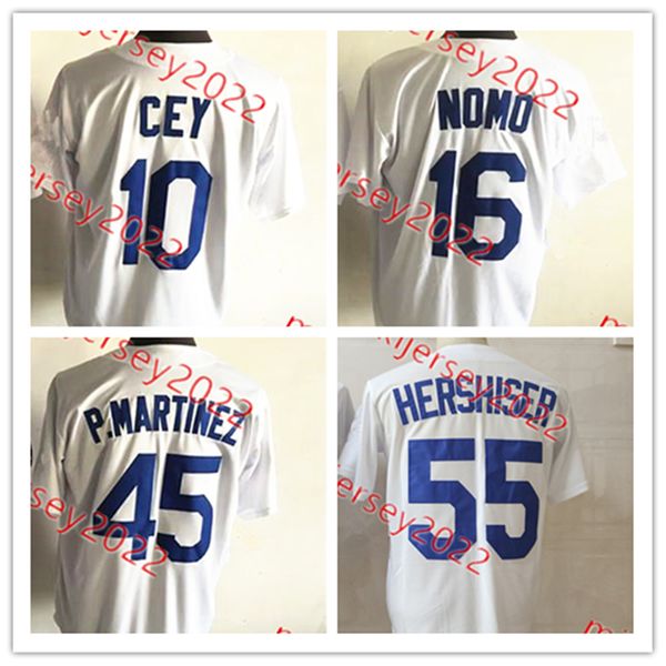

ron cey hideo nomo baseball jersey stitched mens #55 orel hershiser #45 pedro martinez throwback jerseys s-3xl, Black