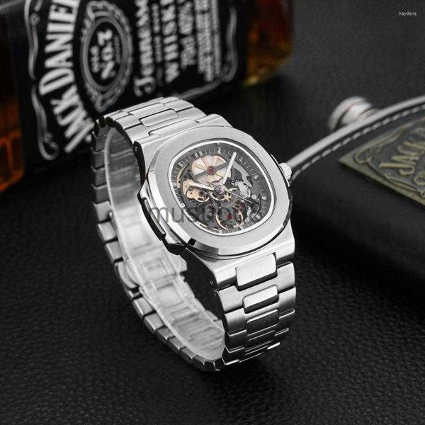 

other watches wristwatches 43mm pp men's watches luxury automatic watch for men mechanical wristwatch skeleton stainless steel sapphire, Slivery;black