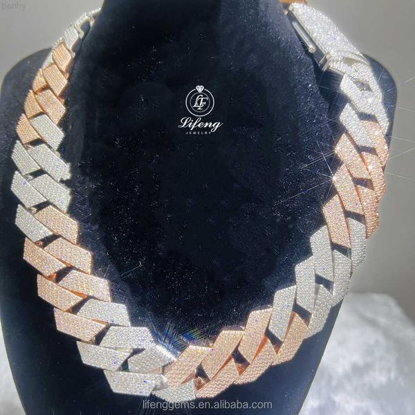 

lifeng jewelry hip hop diamond cuban link chain sterling silver iced out moissanite