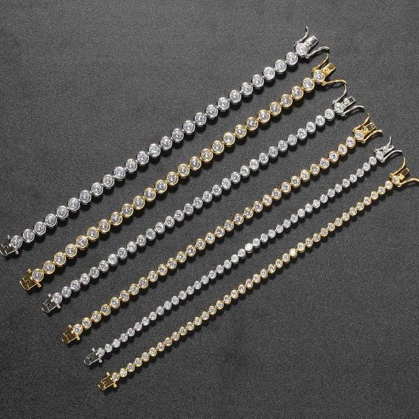 

popular hip hop jewelry real 10k tennis chain 4mm with shinny moissanite diamond, Silver