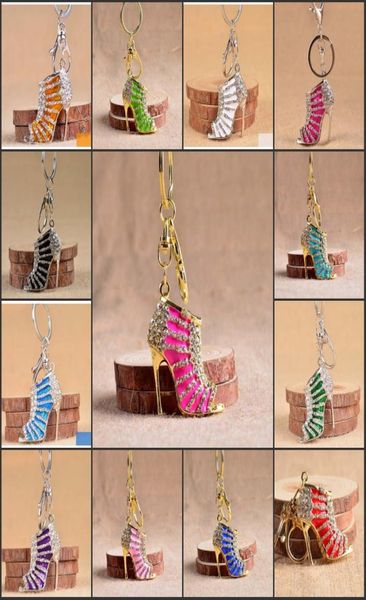 

fashion crystal high heeled rhinestone key chains purse pendant bags cars shoe ring holder chains mix colors key rings for gifts4539885, Silver